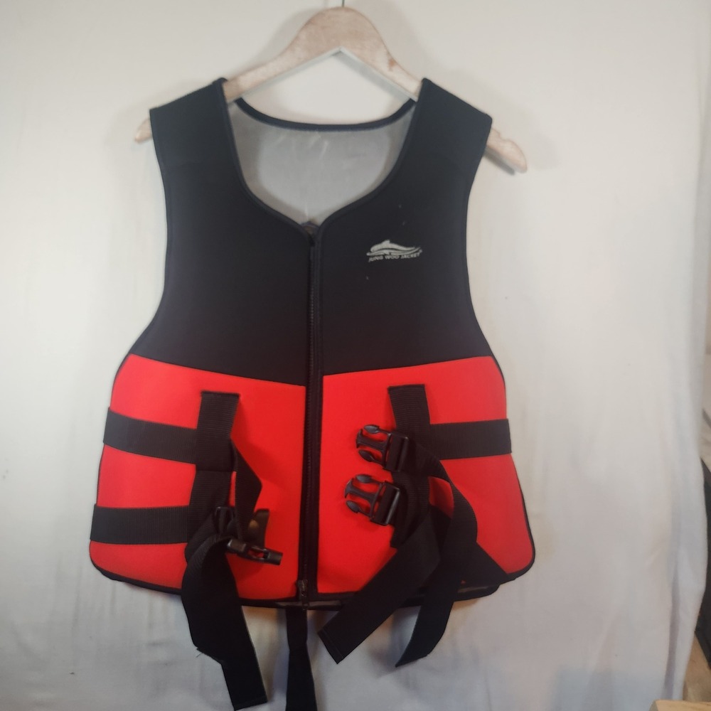Jung Woo Jacket Life Vest Red Black Neoprene Personal Flotation Device PFD